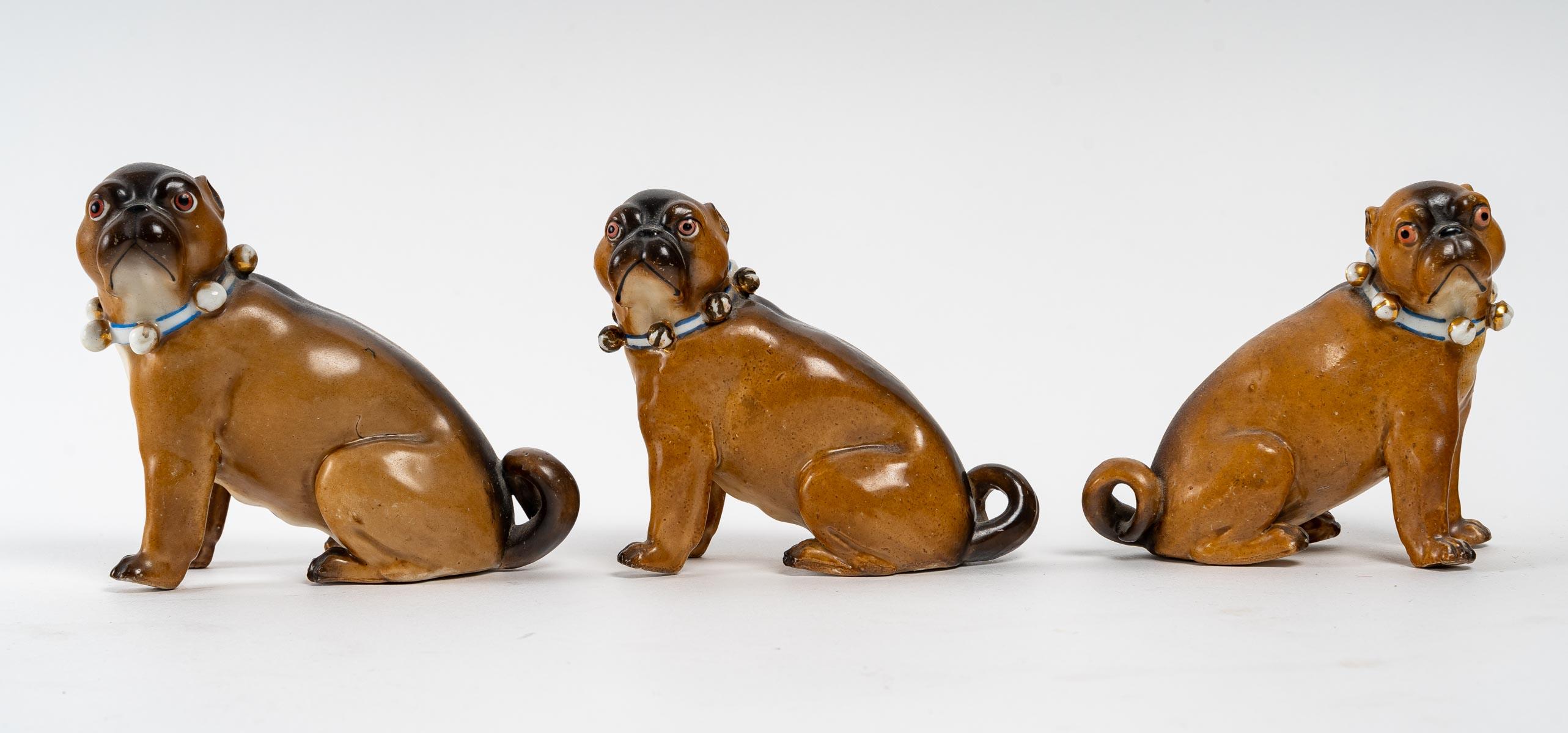 German Porcelain Bulldogs, Dresden, Late 19th Century 4