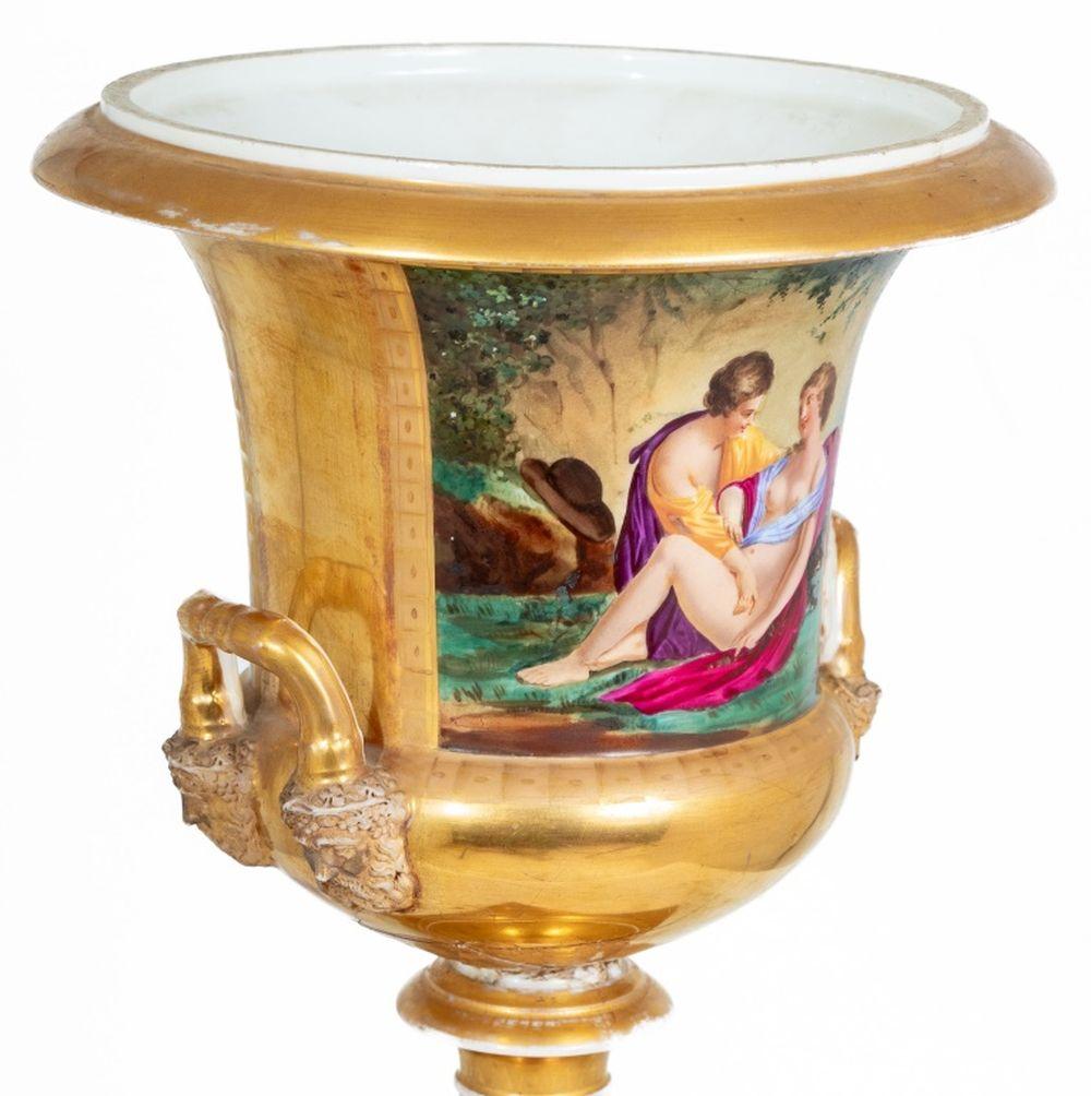 German Porcelain Campagna Urn Vase, 19th C. In Good Condition For Sale In Astoria, NY
