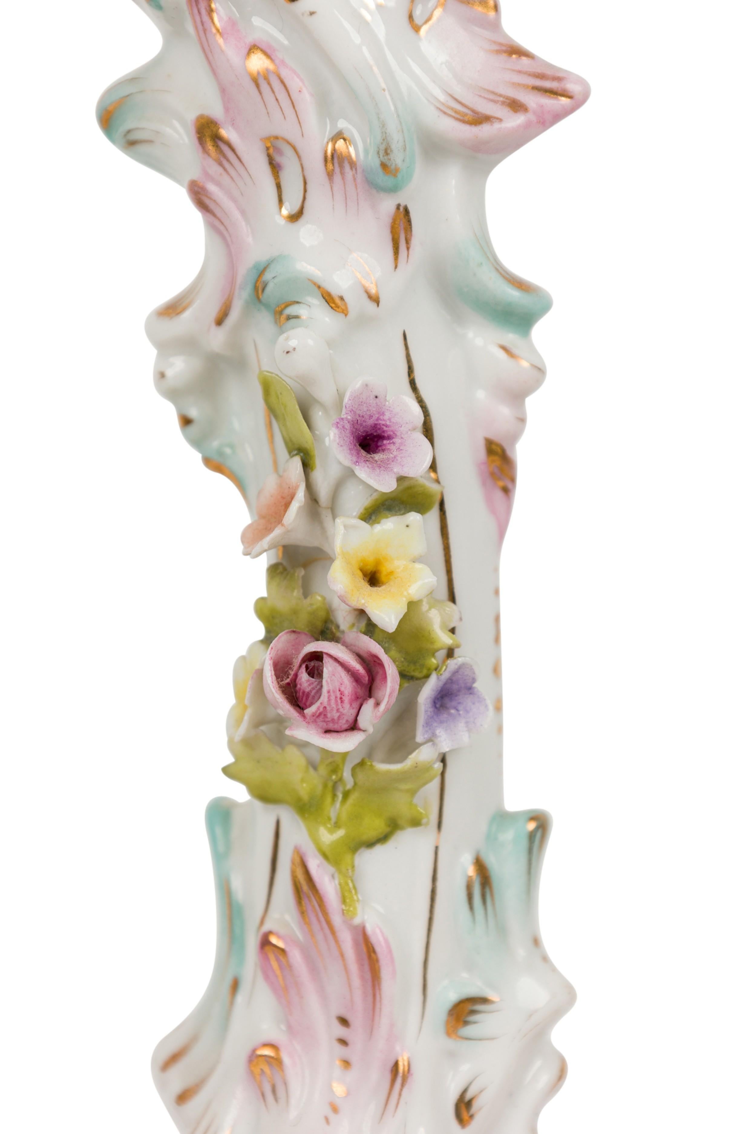 German Porcelain Candlestick with Male and Female Figures For Sale 2