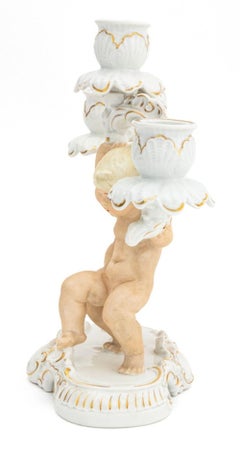 German Porcelain Cherub Candelabra, 2