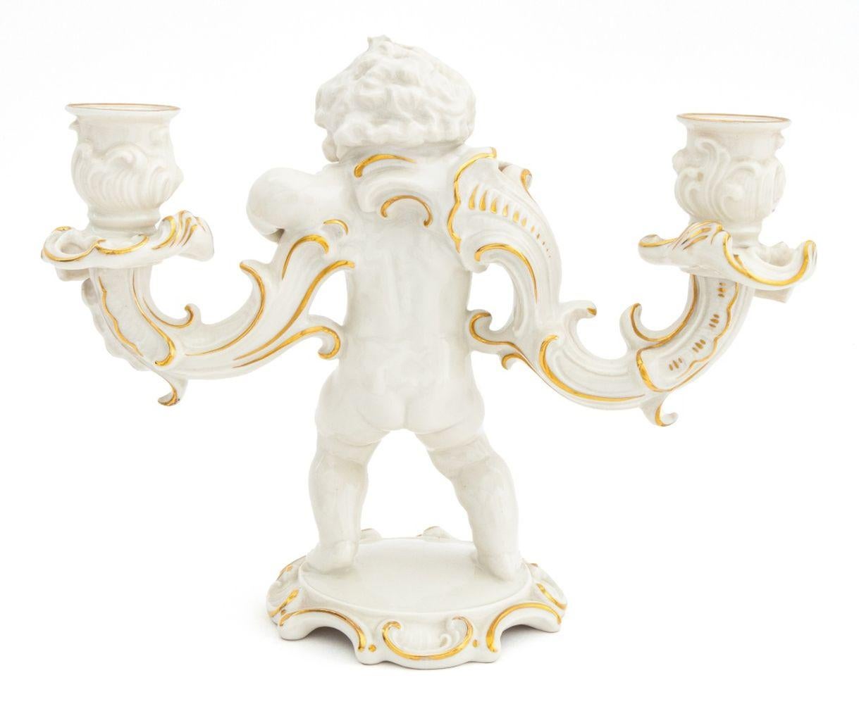 German Porcelain Cherub Candelabra, 2 For Sale 1