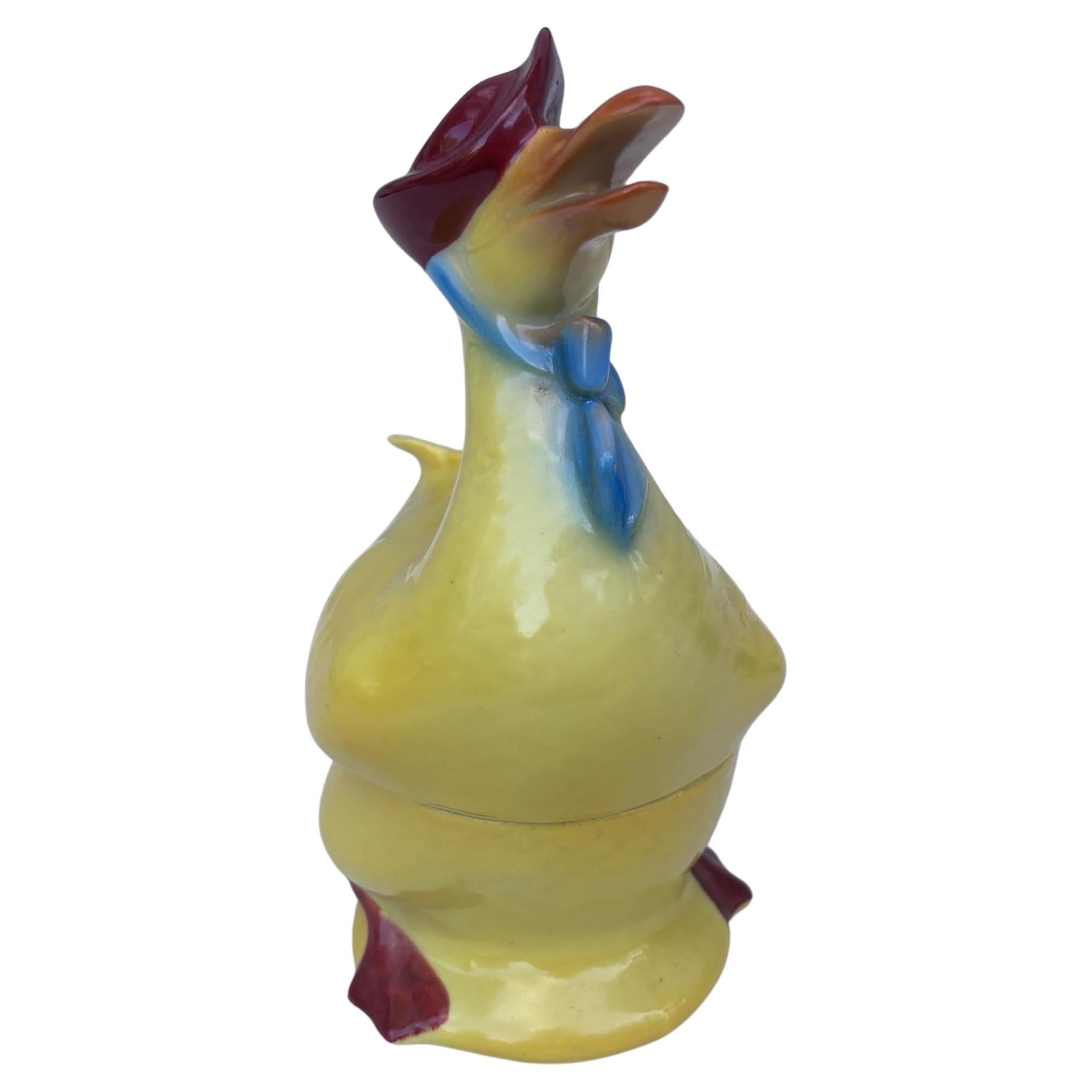 Art Deco German Porcelain Duck with Hat & Bow Box Circa 1930 For Sale