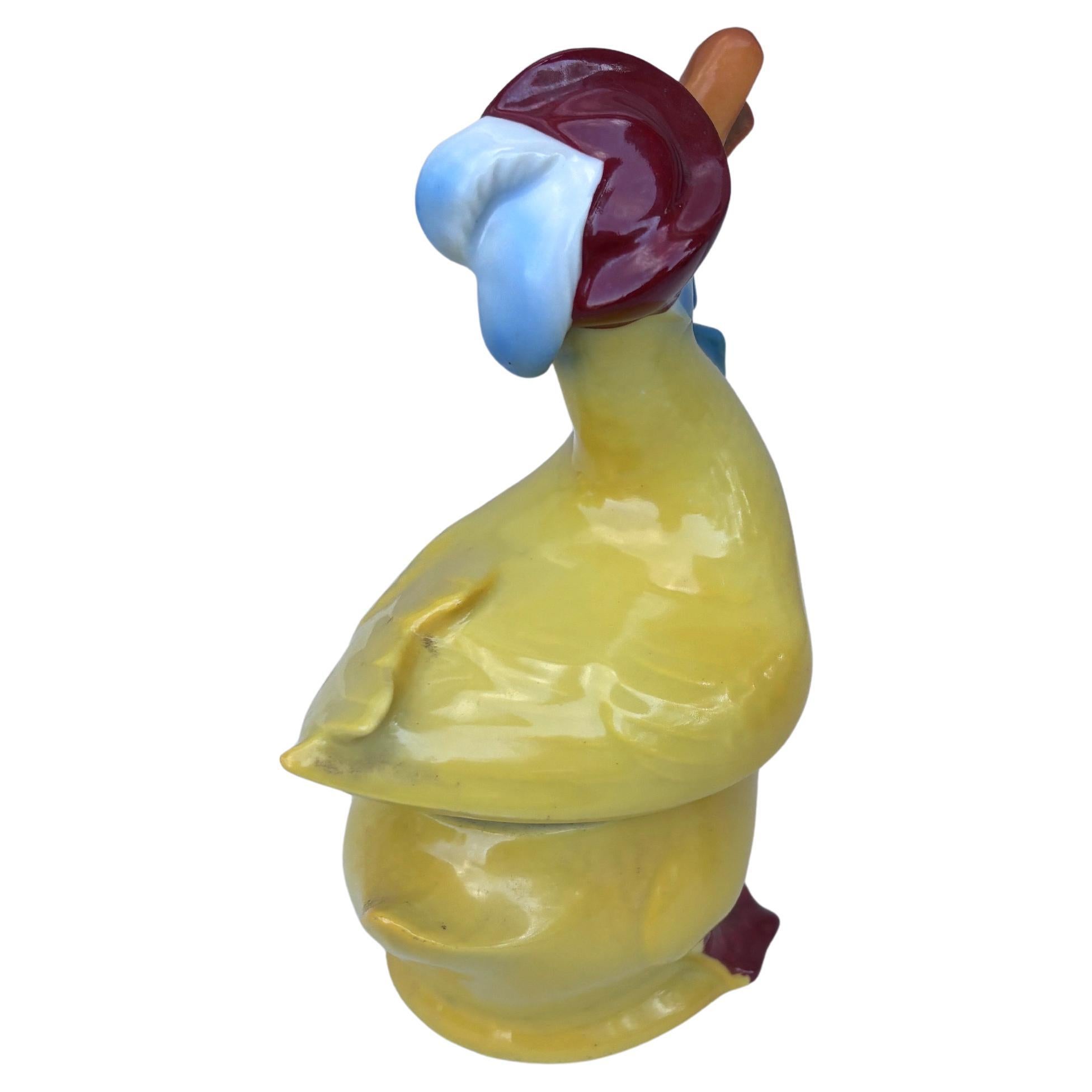 German Porcelain Duck with Hat & Bow Box Circa 1930 In Good Condition For Sale In Austin, TX