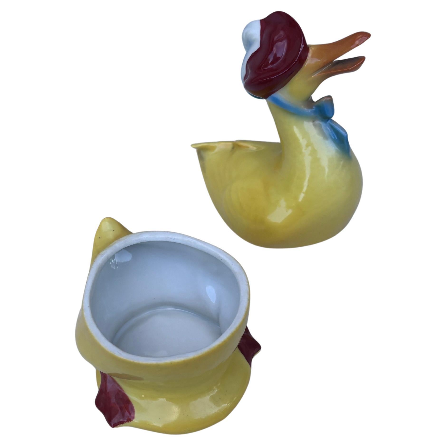 German Porcelain Duck with Hat & Bow Box Circa 1930 For Sale 2