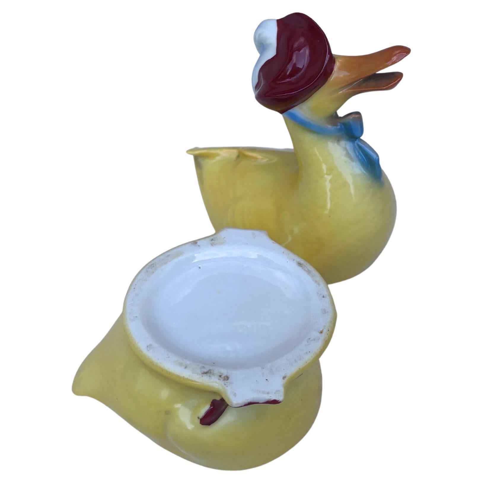 German Porcelain Duck with Hat & Bow Box Circa 1930 For Sale 3