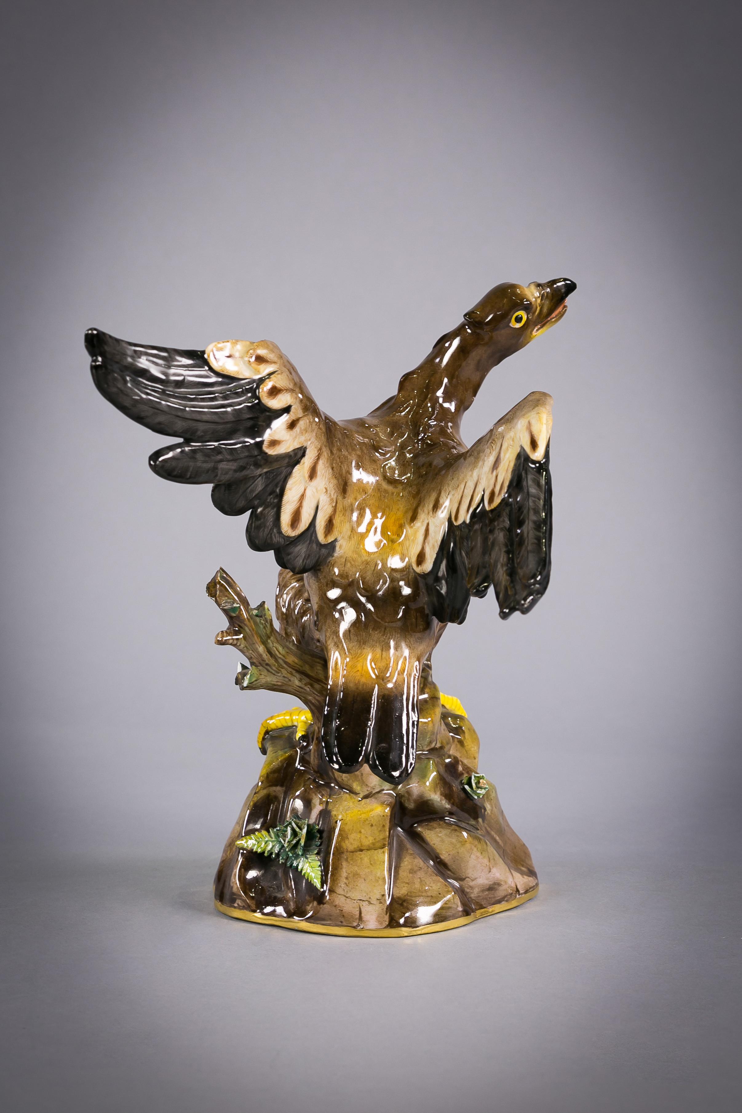 Aigle en porcelaine allemande, Meissen, vers 1860.