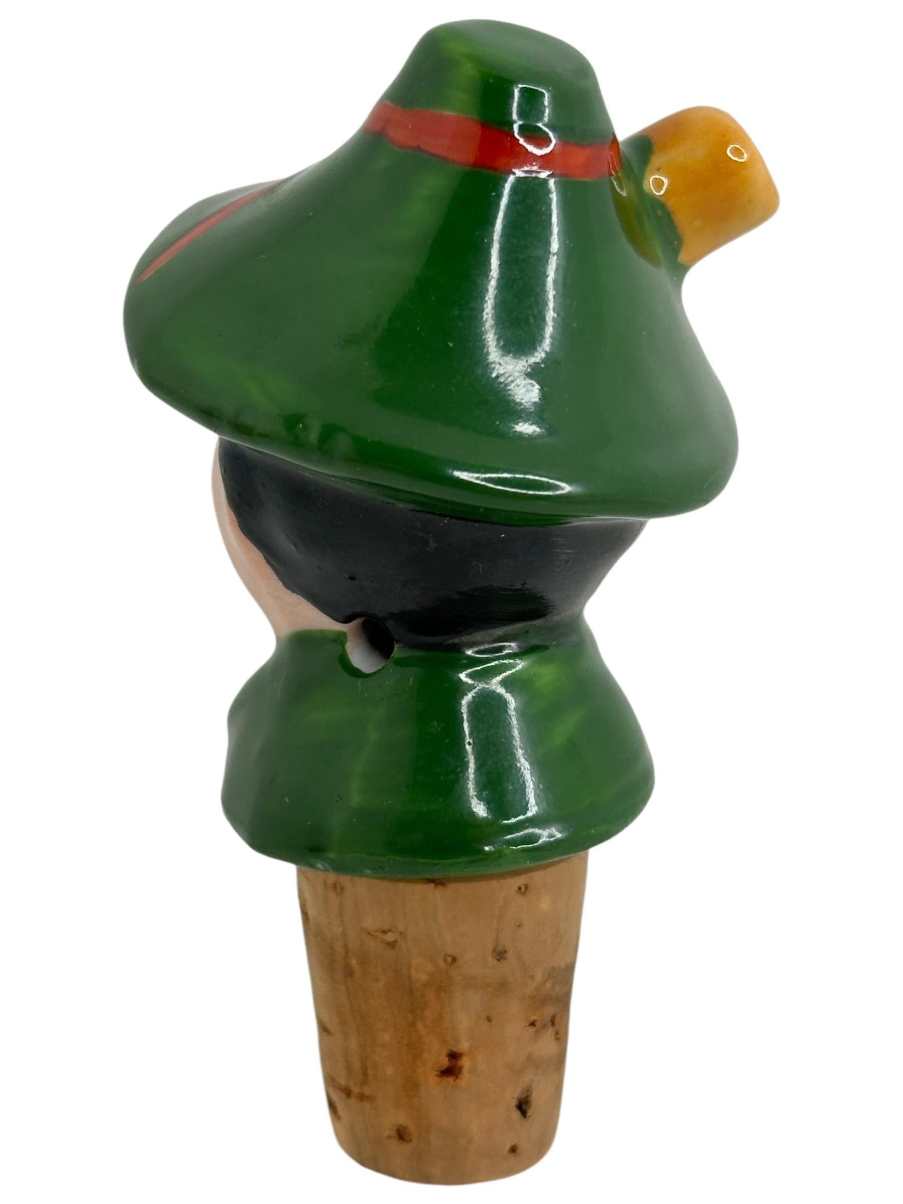 Artisanat Bouchon de bouteille en porcelaine allemande à tête d'homme bavarois, années 1930 en vente