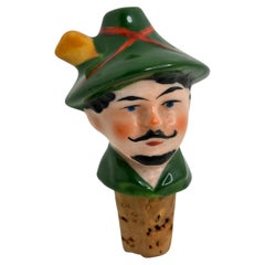 Tapón de corcho con cabeza de hombre bávaro de porcelana alemana, años 30