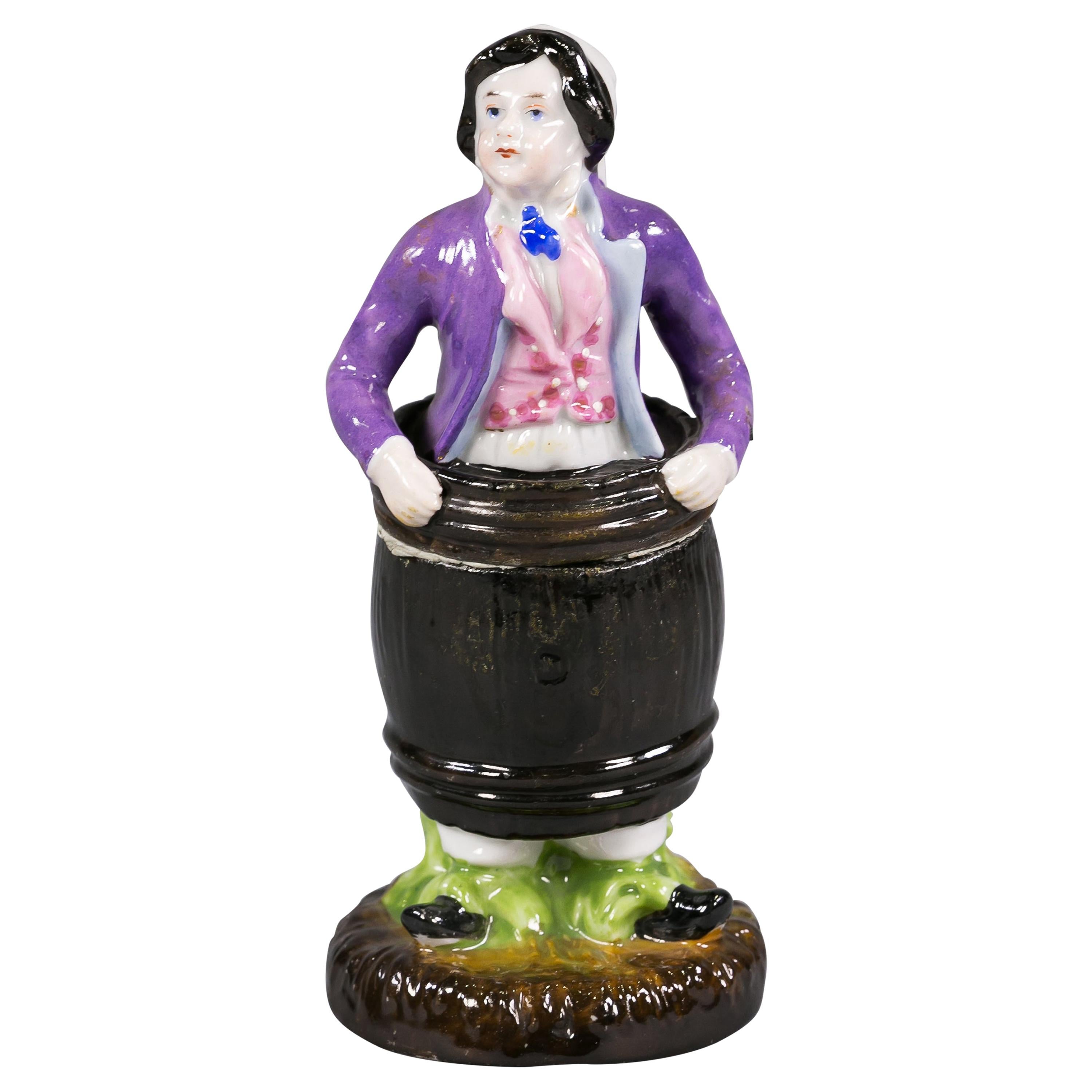 German Porcelain Figural Container, circa 1870 For Sale