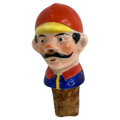 Tapón de corcho de porcelana alemana con cabeza de hombre de fuego, años 30