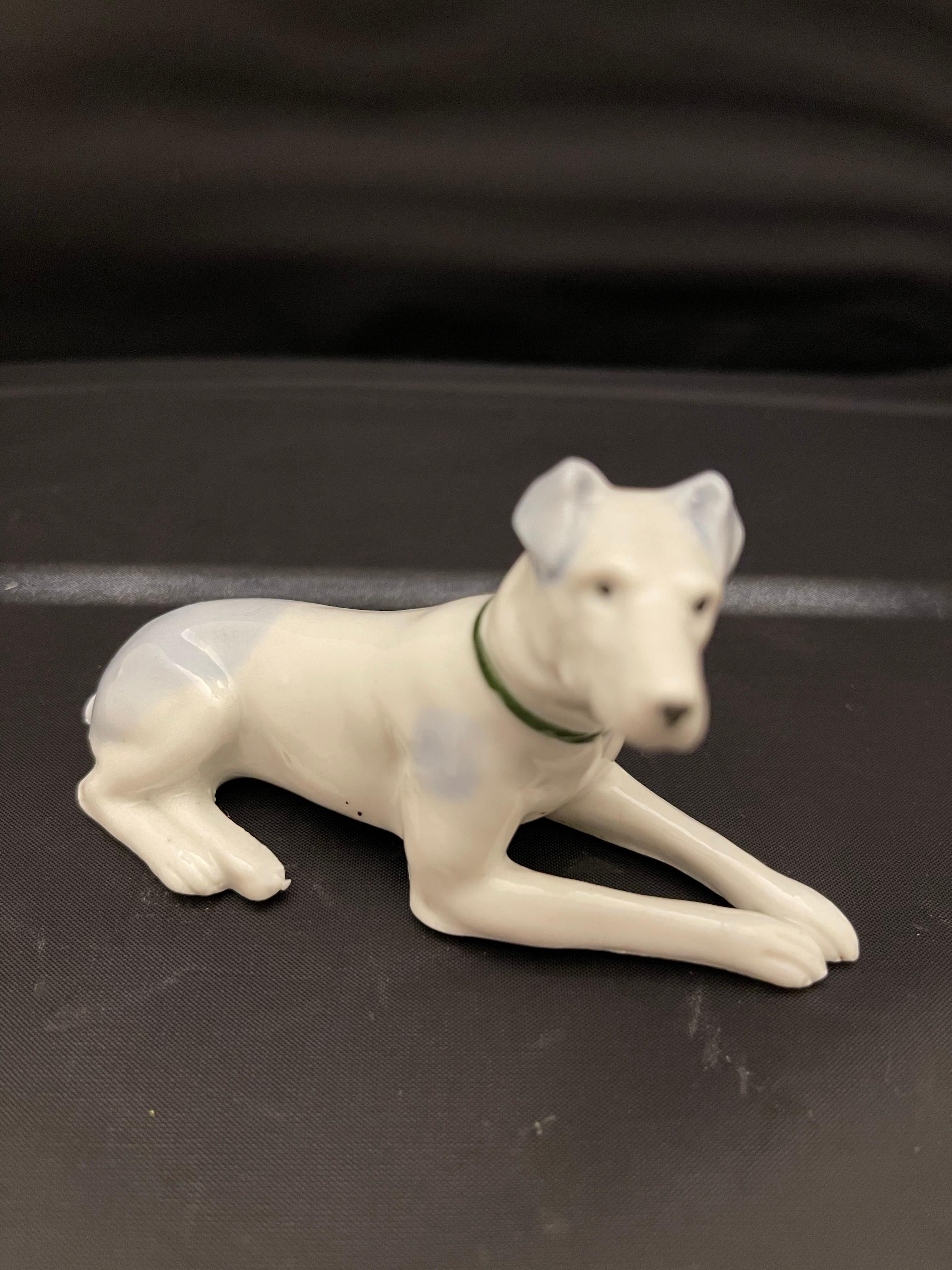 German Porcelain Figure of a Greyhound Dog, 20th Century In Good Condition For Sale In Savannah, GA