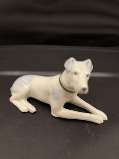 German Porcelain Figure of a Greyhound Dog, 20th Century