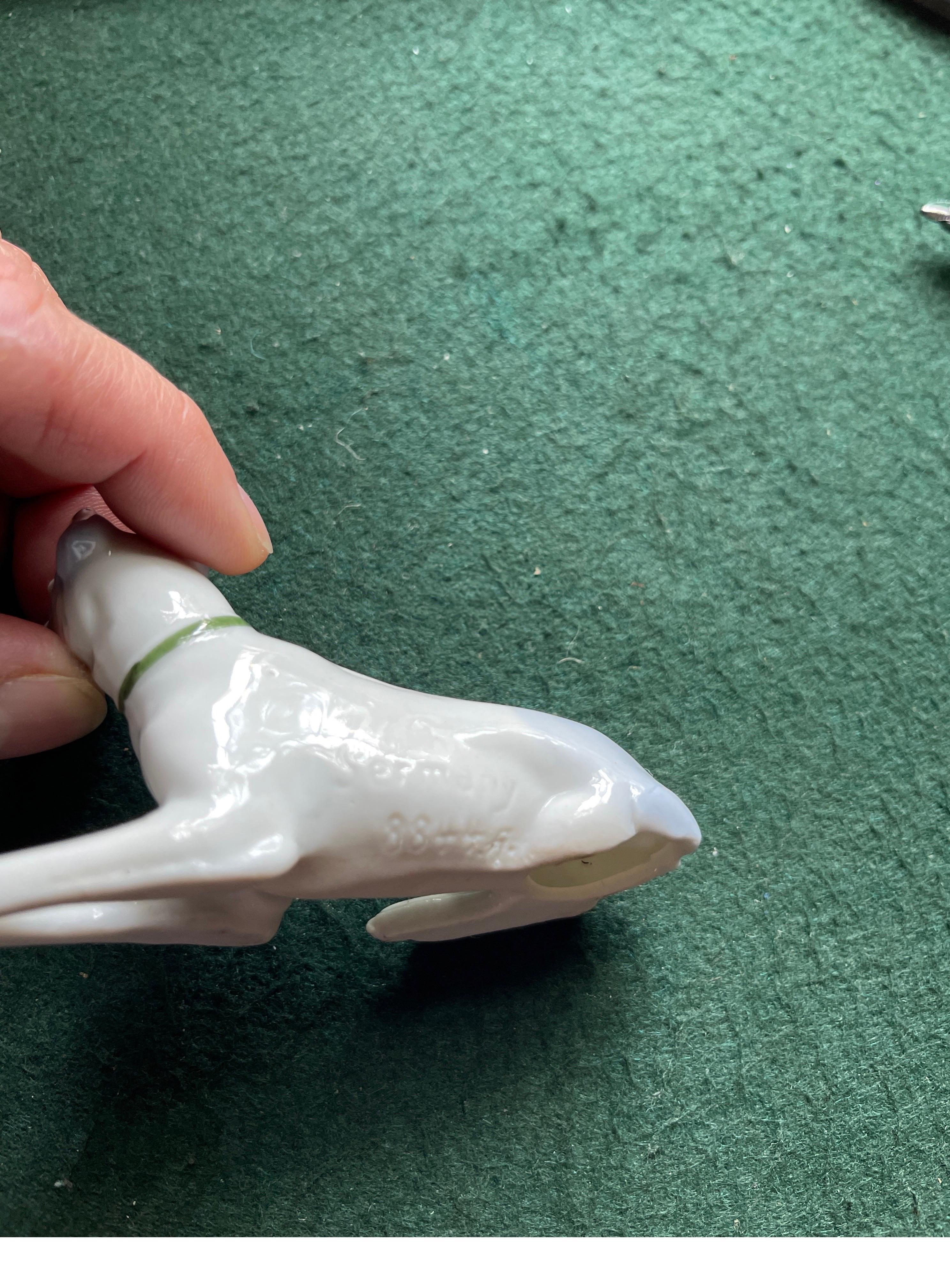 German Porcelain Figure of a Greyhound Dog, 20th Century For Sale 6