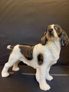 German Porcelain Figure of Cocker Spaniel Dog, 20th Century