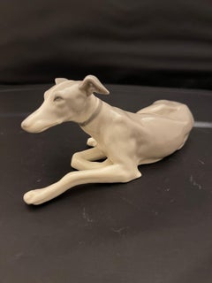 German Porcelain Figure of Greyhound Dog, 20th Century