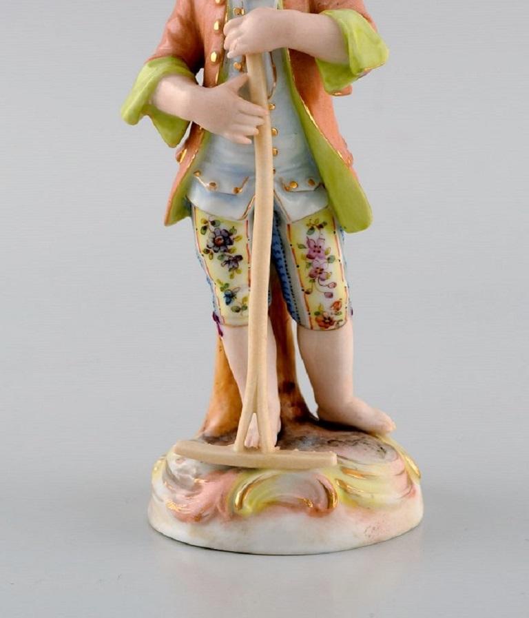 Rococo Revival German Porcelain Figurine, Young Gardener, 20th Century For Sale