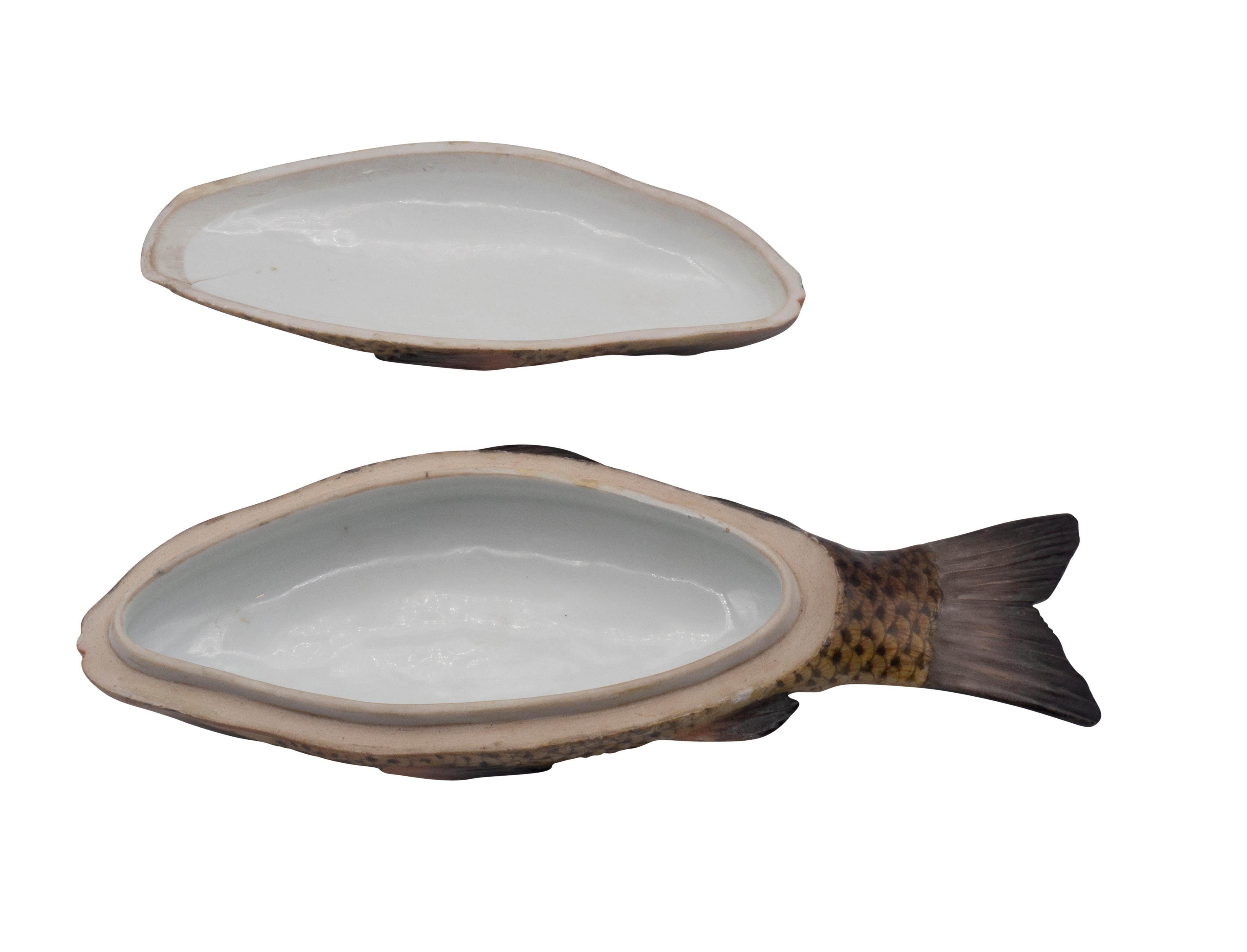German Porcelain Fish Form Box For Sale 2
