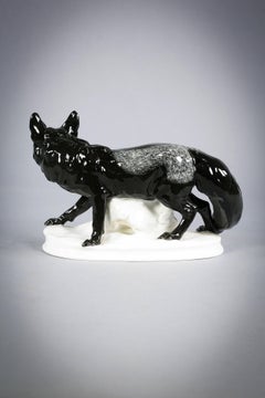 German Porcelain Fox, Meissen, 20th Century
