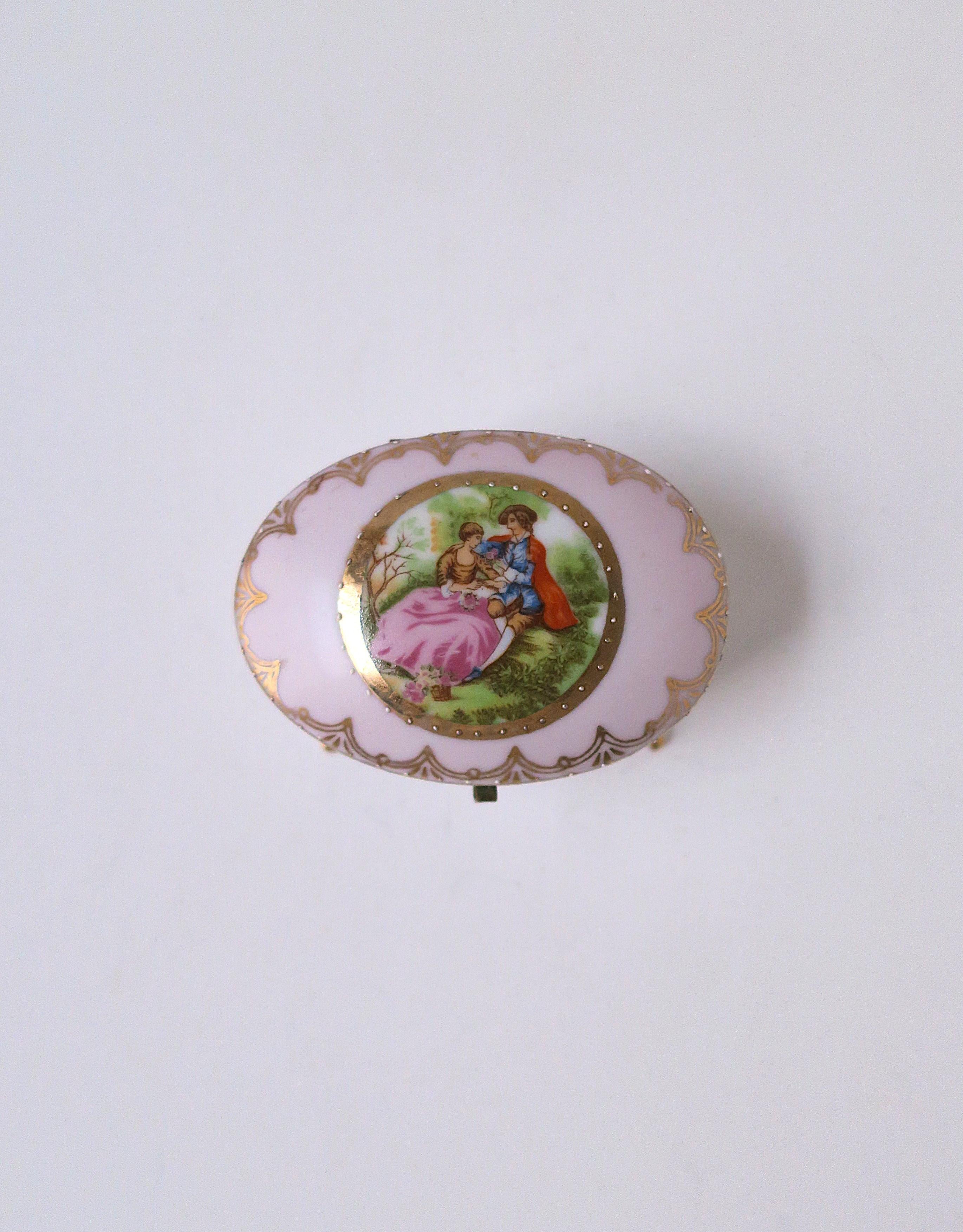 Gilt German Porcelain Jewelry Box For Sale