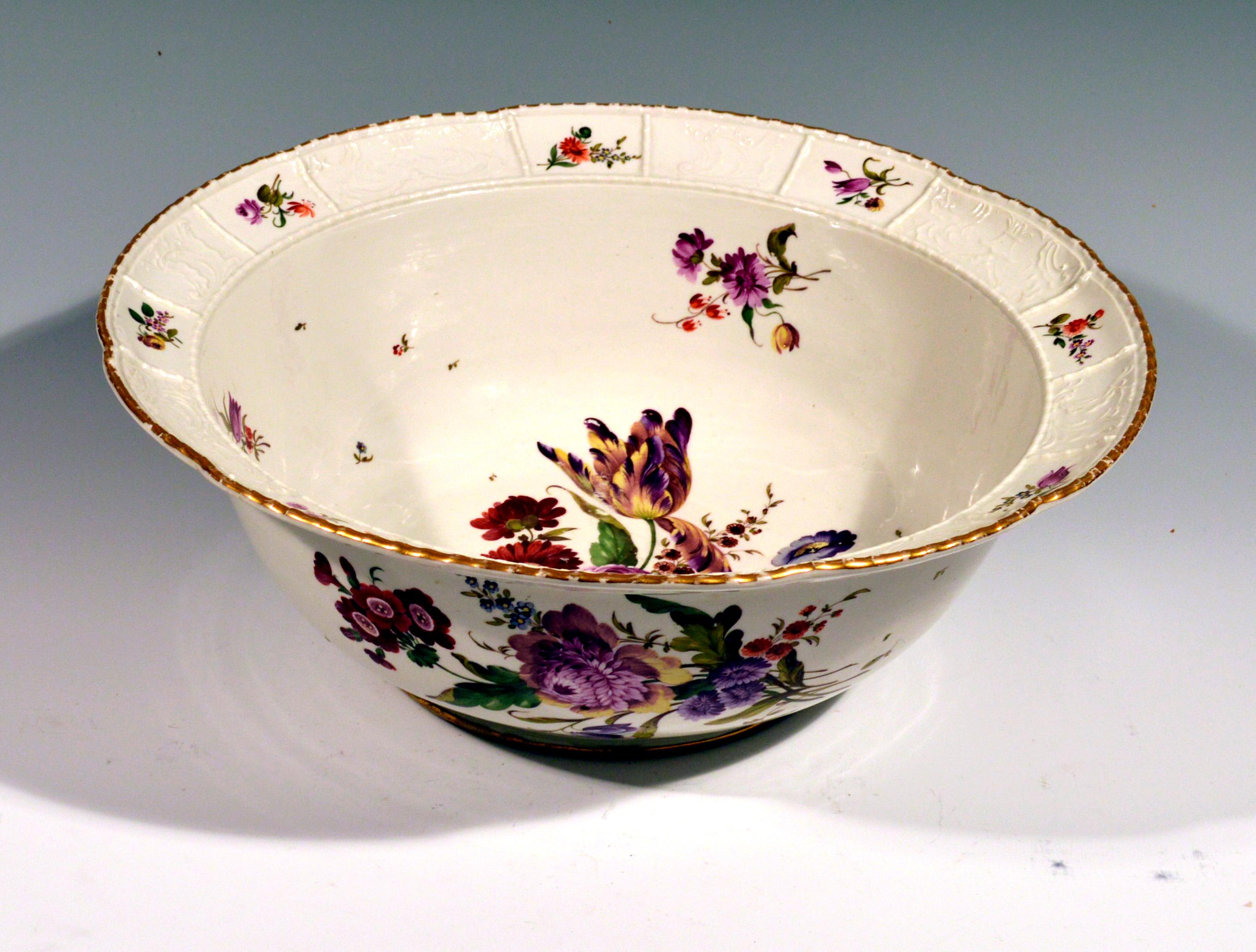 German Porcelain Large Botanical Bowl or Basin, Ludwigsburg, circa 1780 6