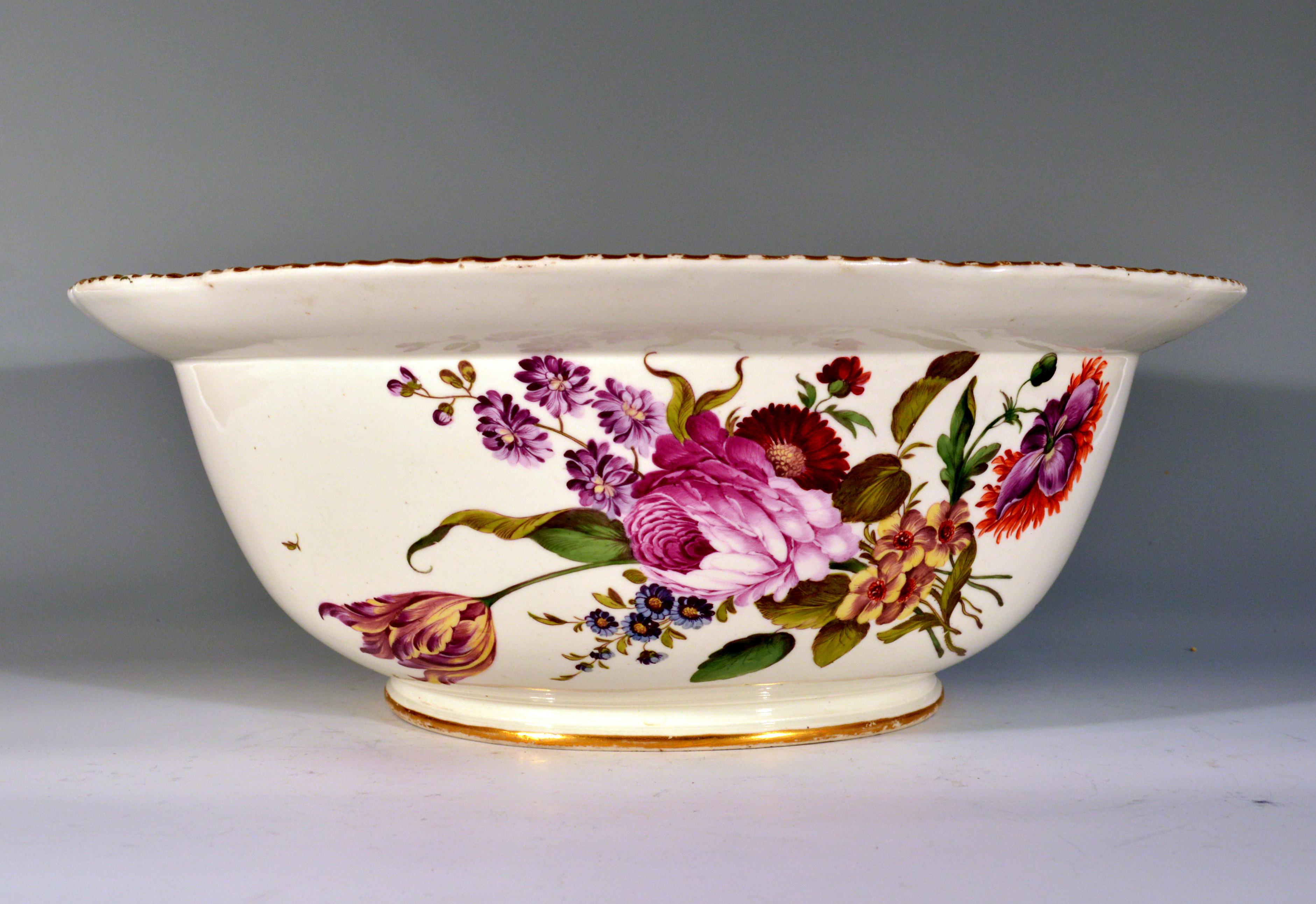 Georgian German Porcelain Large Botanical Bowl or Basin, Ludwigsburg, circa 1780