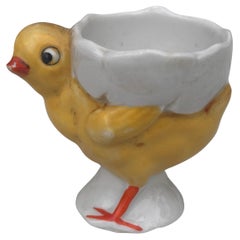 German Porcelain Majolica Chick Egg Cup, circa 1920