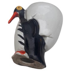 German Porcelain Majolica Penguin Egg Cup, circa 1920