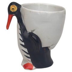 German Porcelain Majolica Penguin Egg Cup, circa 1920