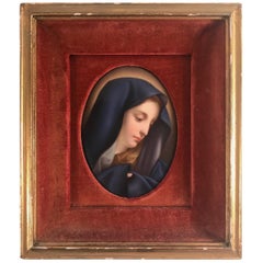 German Porcelain Miniature Portrait KPM Style Madonna after Raphael