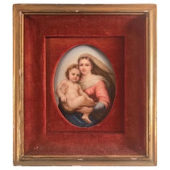 German Porcelain Miniature Portrait Kpm Style Madonna and Child After Raphael