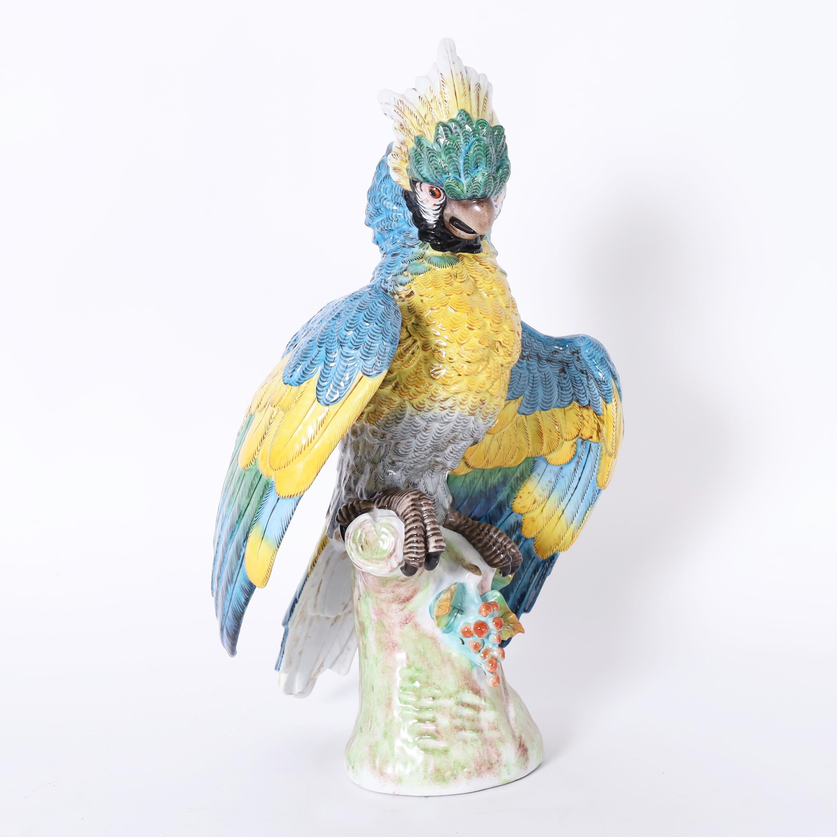German Porcelain Parrot In Good Condition For Sale In Palm Beach, FL