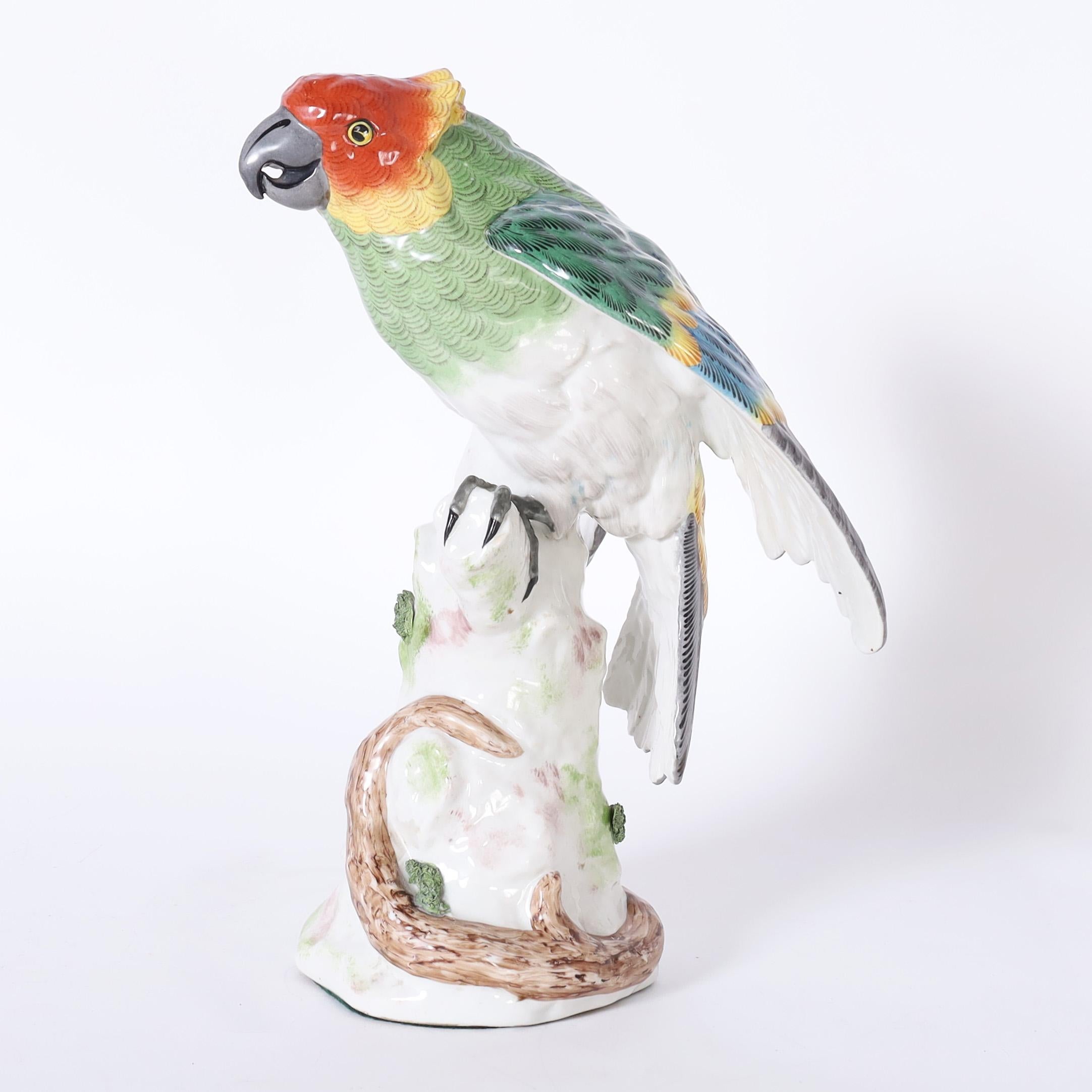 German Porcelain Parrot In Good Condition For Sale In Palm Beach, FL
