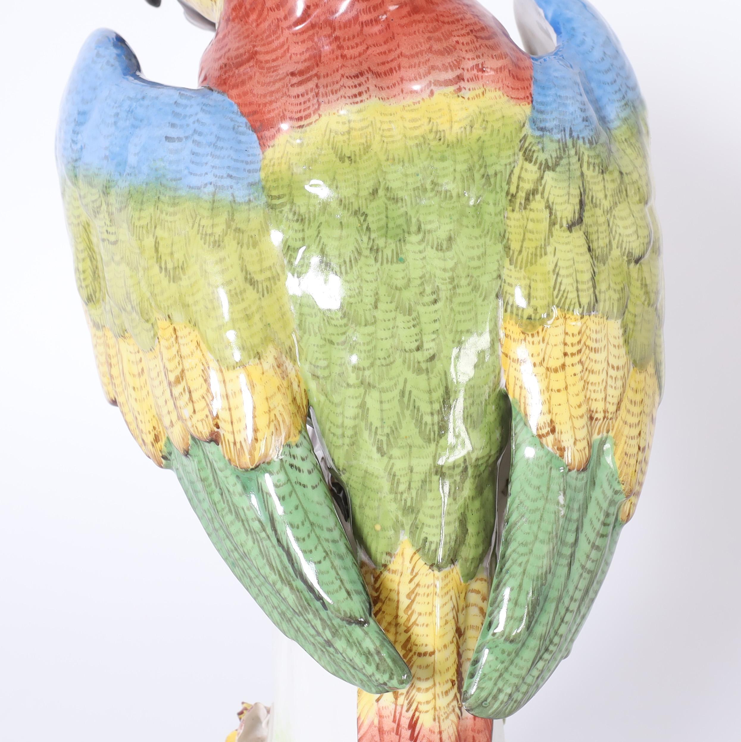 20th Century German Porcelain Parrot For Sale