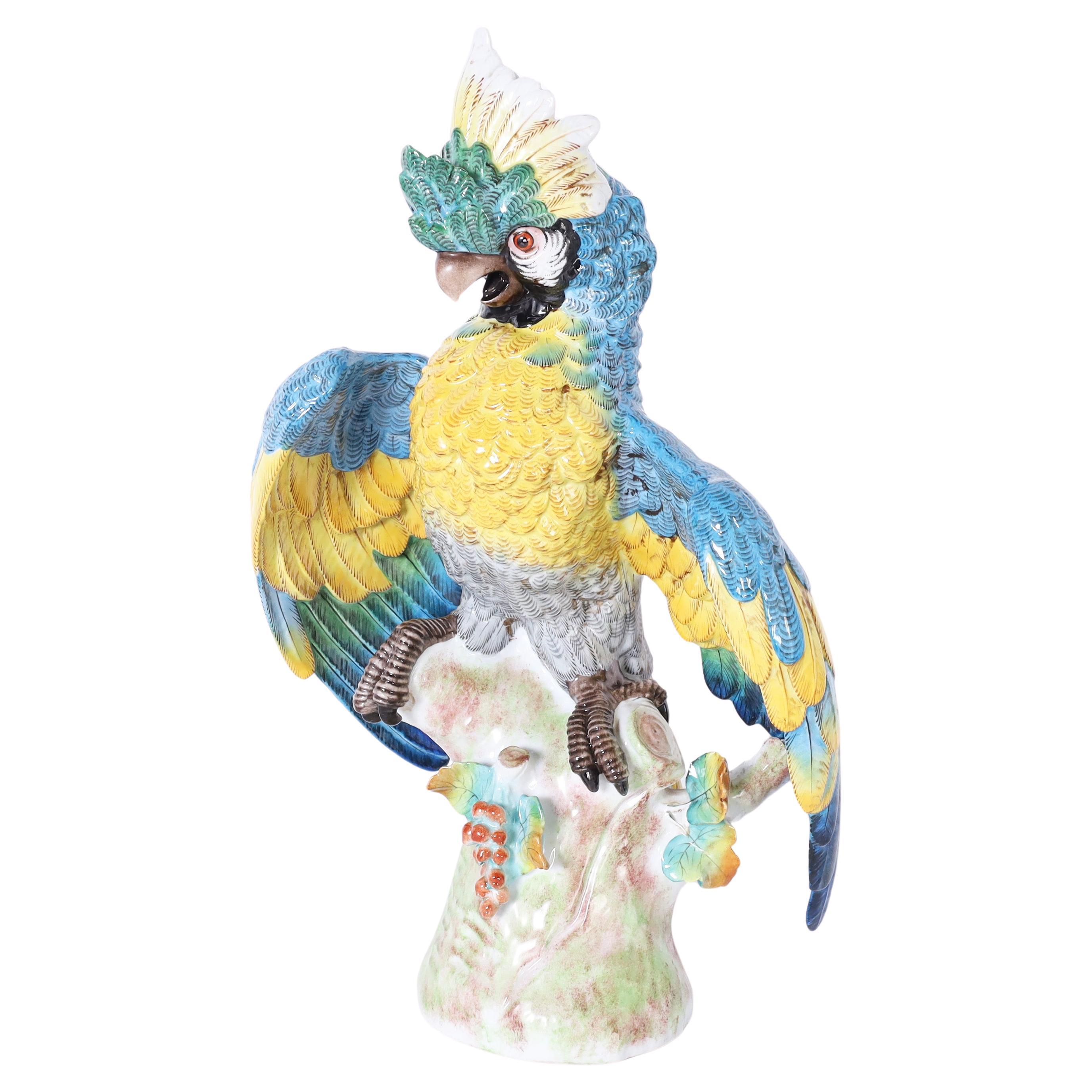 German Porcelain Parrot For Sale