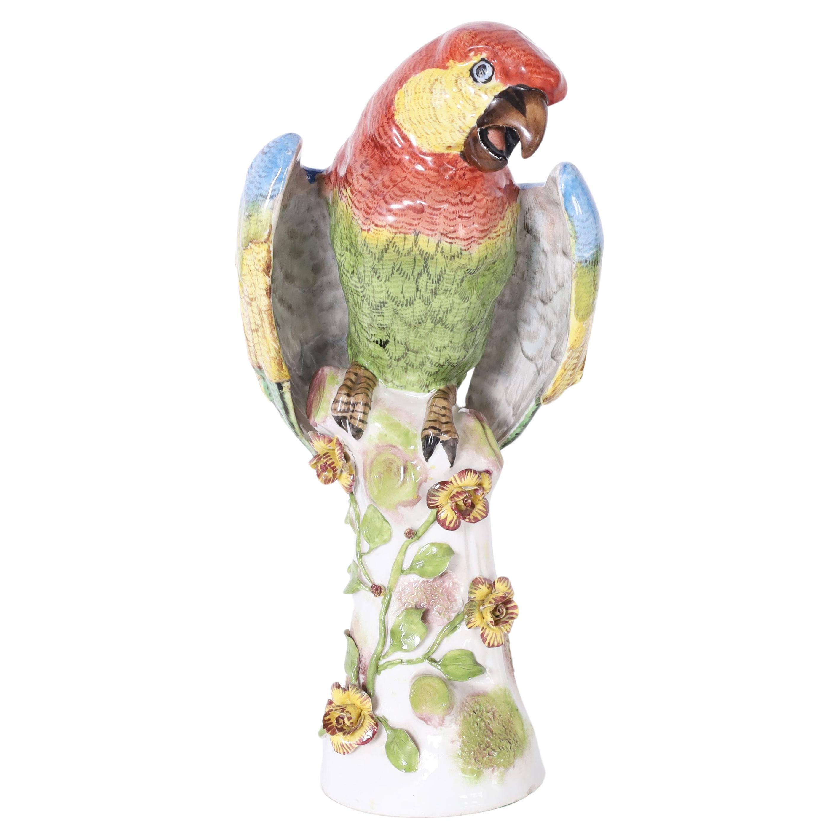 German Porcelain Parrot For Sale