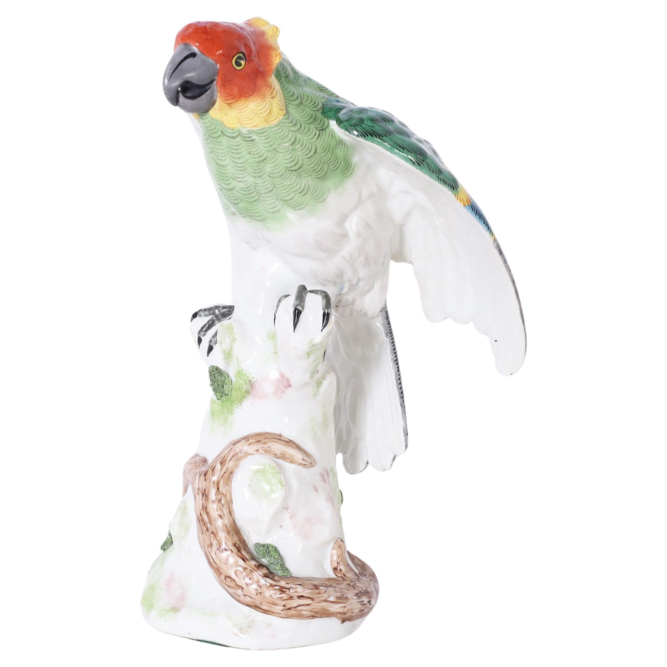German Porcelain Parrot For Sale