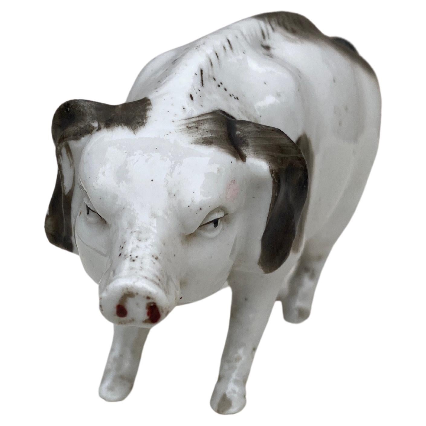 Early 20th Century German Porcelain Pig Circa 1900 For Sale