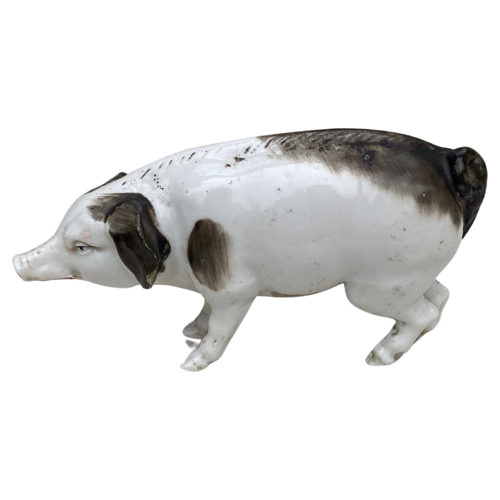 German Porcelain Pig Circa 1900 For Sale