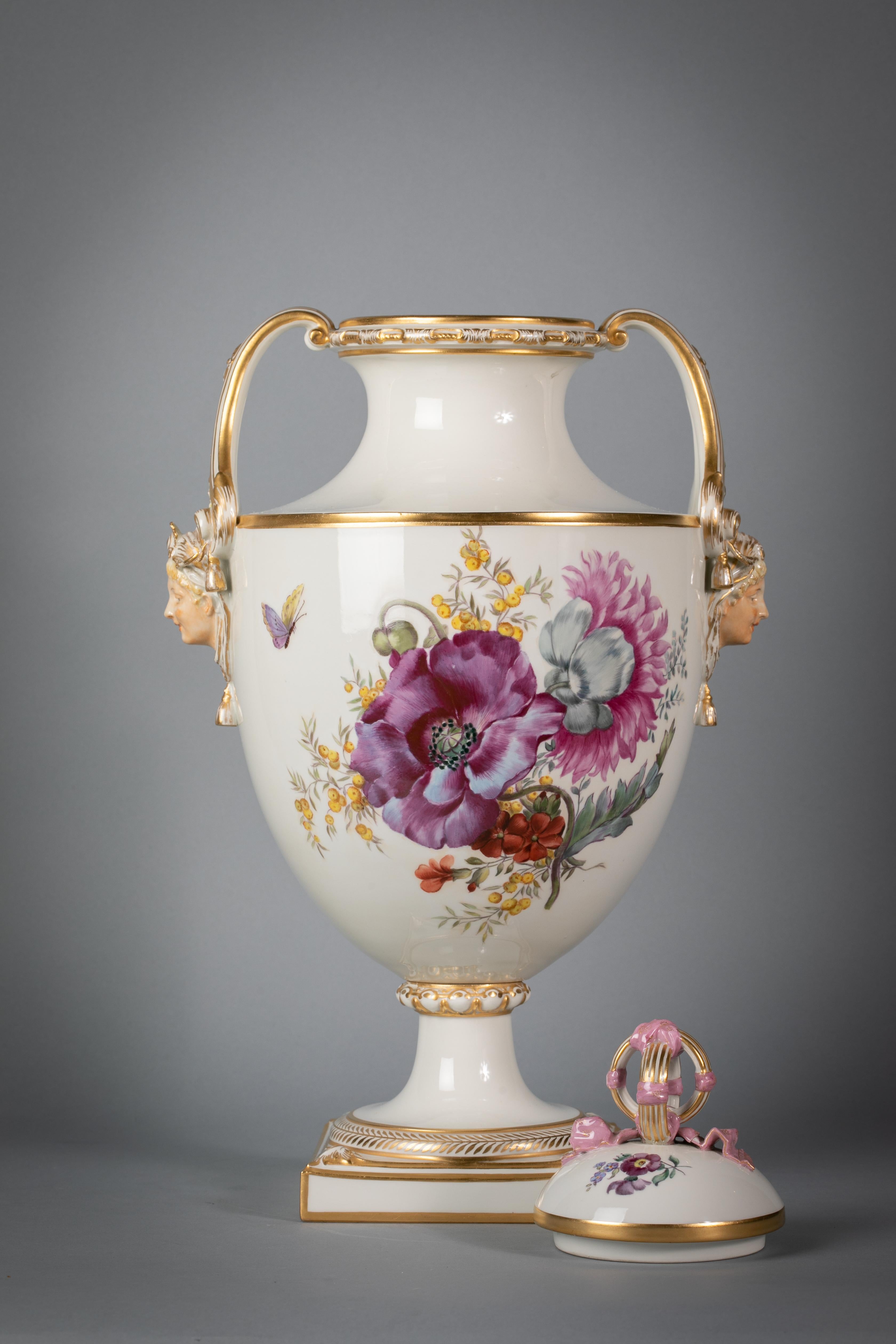German Porcelain Two-Handled Covered Vase, Berlin, circa 1880 In Excellent Condition For Sale In New York, NY