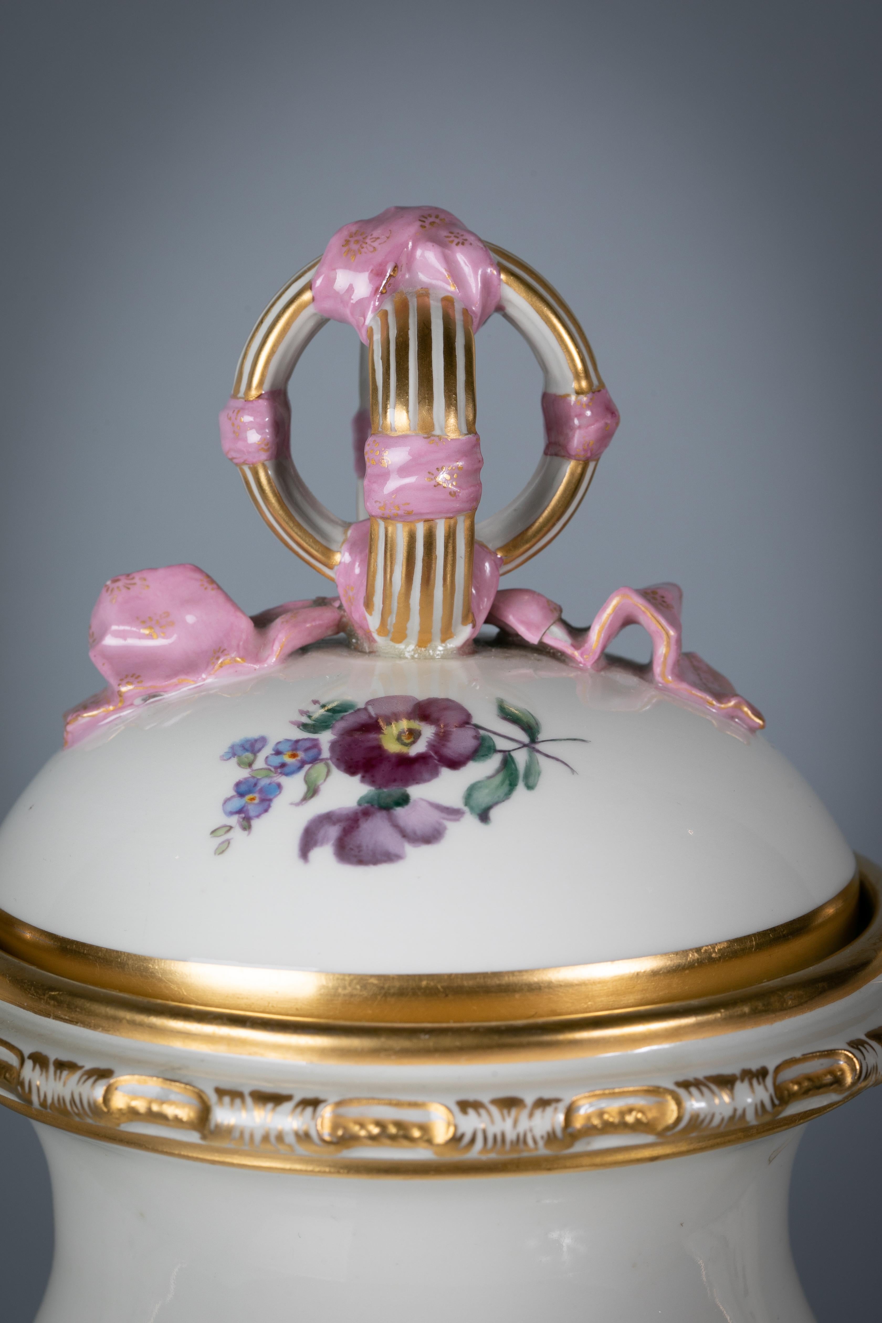 Late 19th Century German Porcelain Two-Handled Covered Vase, Berlin, circa 1880 For Sale