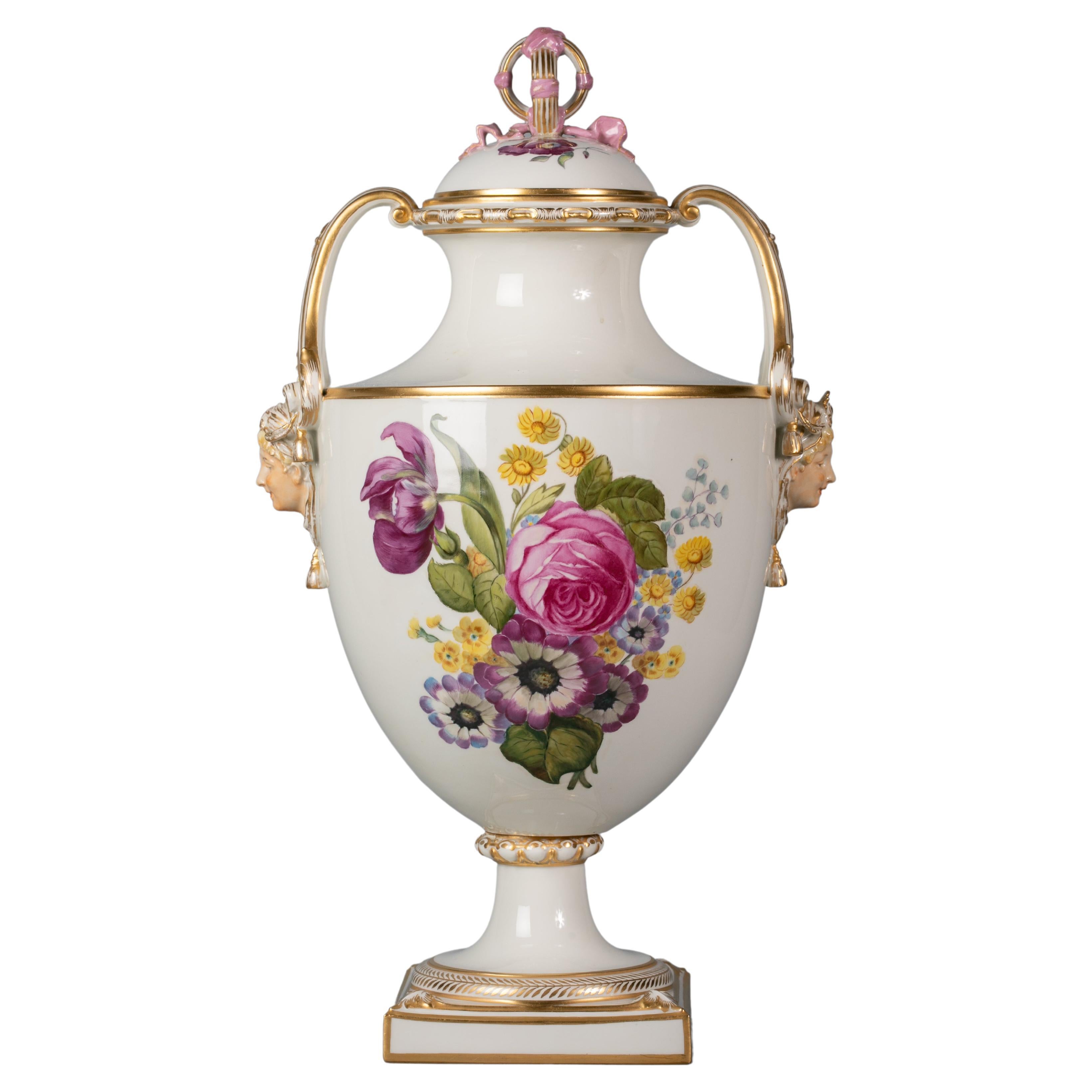 German Porcelain Two-Handled Covered Vase, Berlin, Circa 1880 For Sale