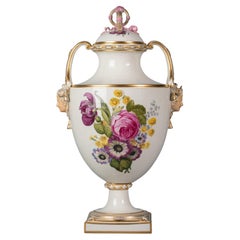 Antique German Porcelain Two-Handled Covered Vase, Berlin, Circa 1880
