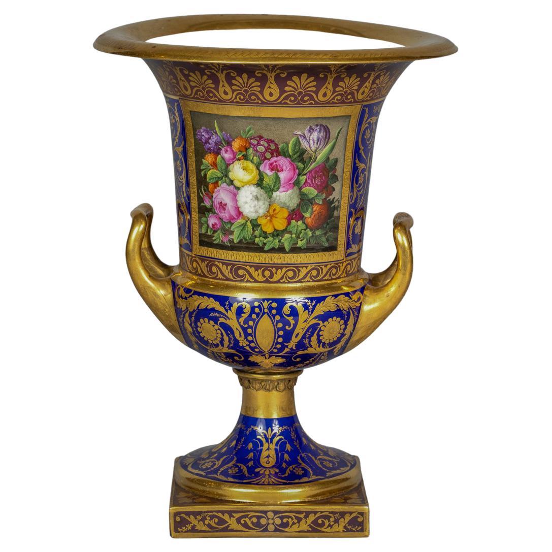 German Porcelain Two-Handled Vase, circa 1820 For Sale