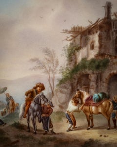 German Porcelain Village Scene Plaque, 19th century