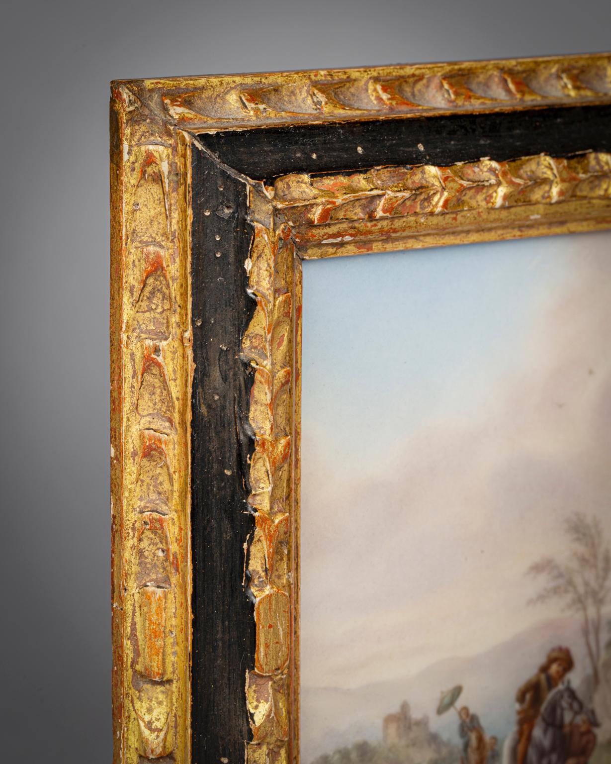 XIXe siècle Plaque de scène de village en porcelaine allemande, 19e siècle en vente