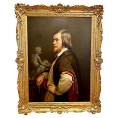 German Portrait of a Sculptor by August Theodor Kaselowsky, Signed Roma AK 1843