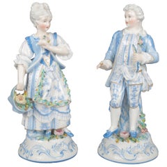 German Porzellanfabrik Unger Schneider CIE Courting Couple Figures, circa 1859
