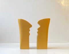 German Post-Moddern Yellow Ceramic Vases 'The Kiss' by ASA, 1980s