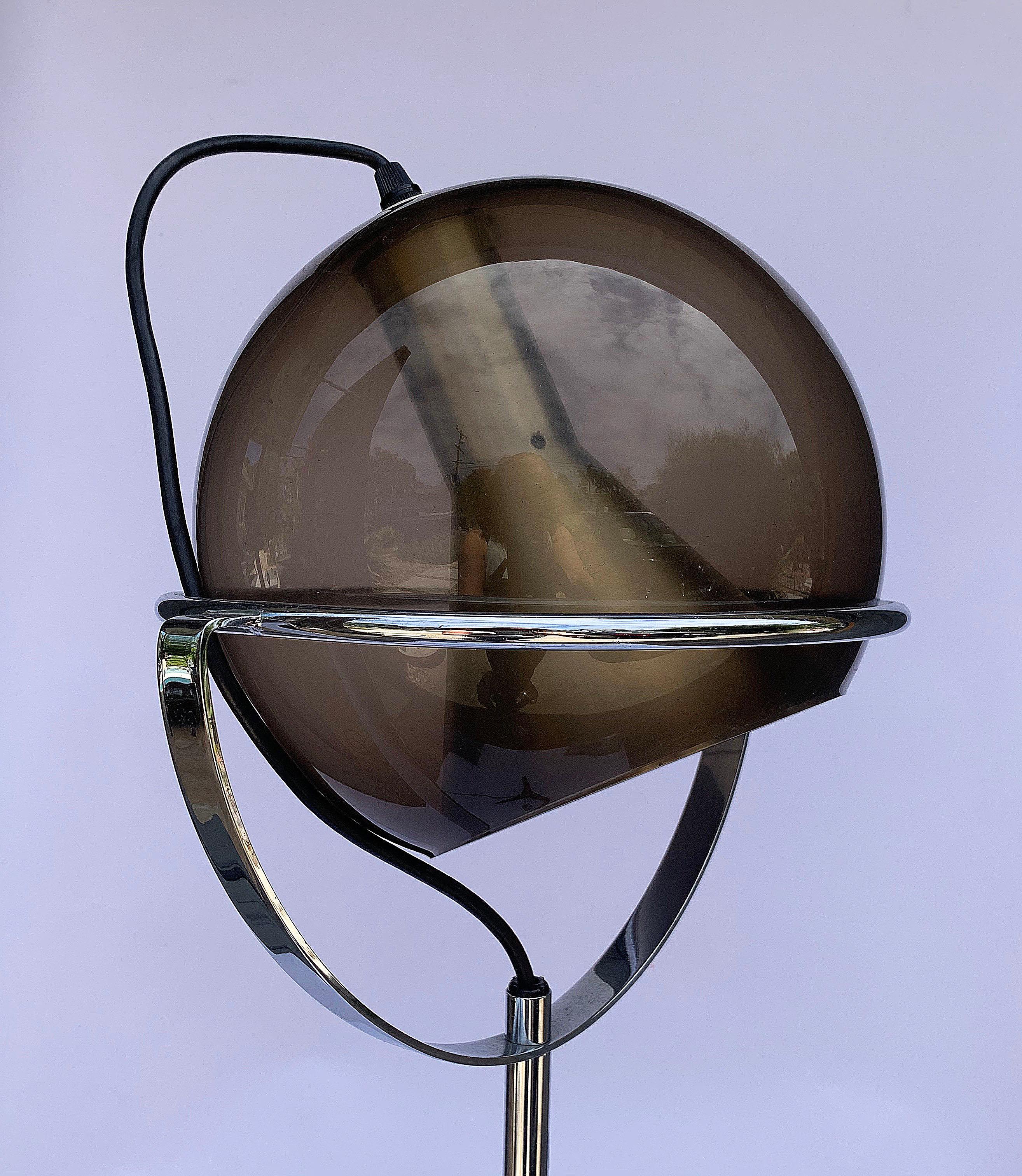 German Postmodern Chrome and Smoke Brown Glass Floor Lamp 6