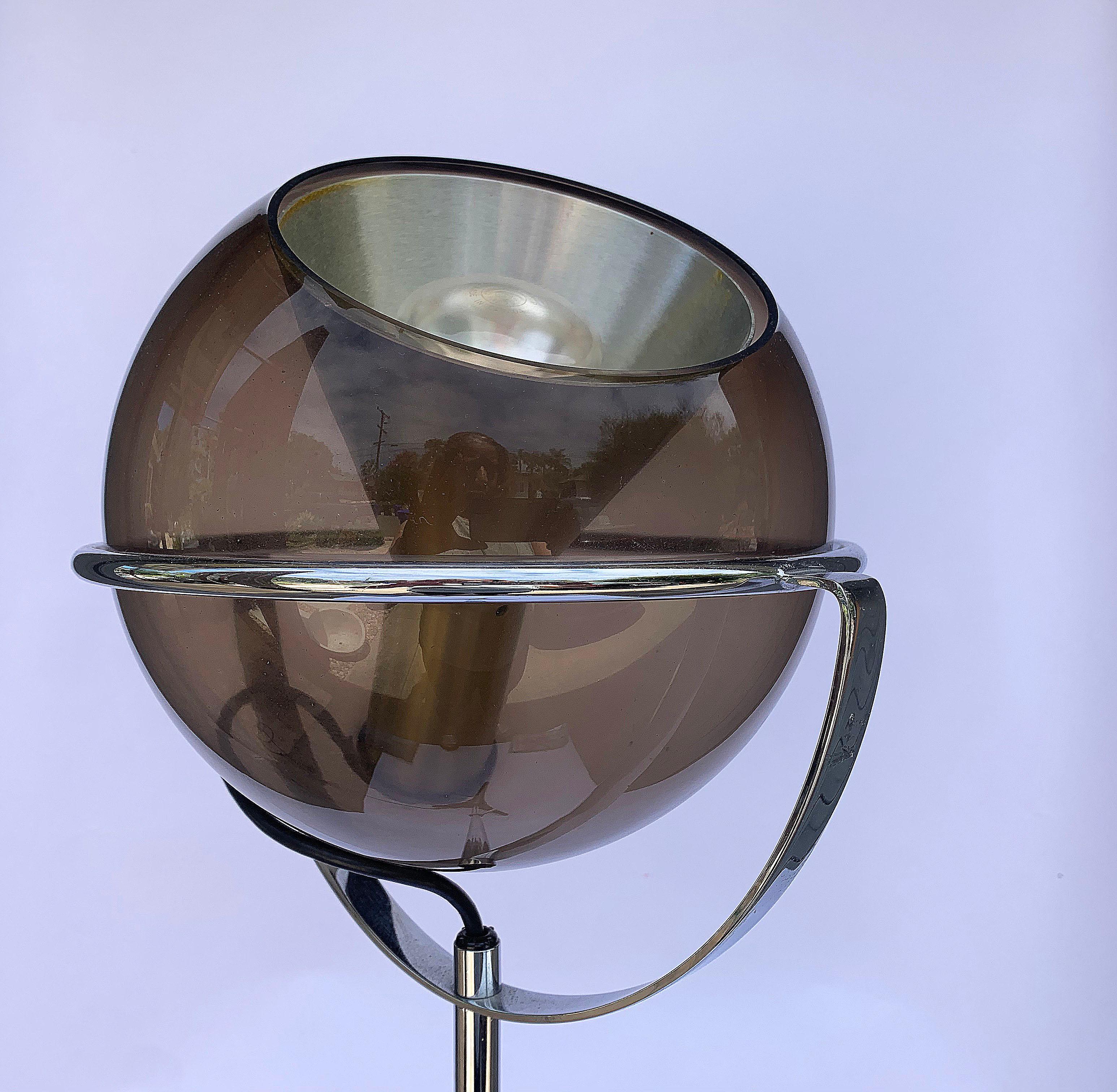 German Postmodern Chrome and Smoke Brown Glass Floor Lamp 3